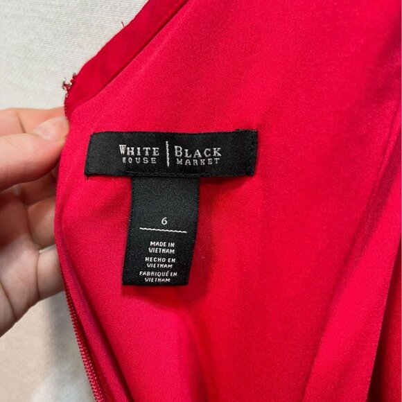 White House Black Market Women Fit & Flare Cocktail Dress Size 6 Red Sleeveless - Picture 10 of 11